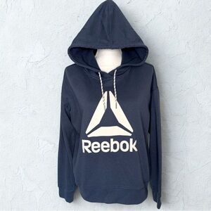 Reebok Womens Hooded Long sleeve Sweatshirt Top Size Medium Navy Blue
